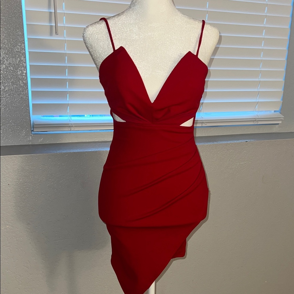 Fashion Nova Asymmetrical Red Dress